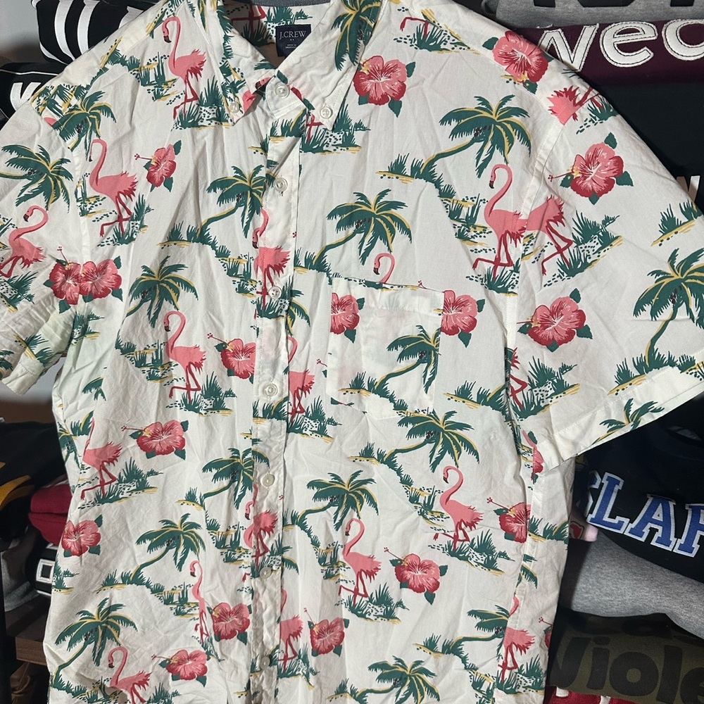J. Crew Flamingo and Palm Print Men's Shirt